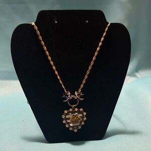 Betsey Johnson Gold Heart Necklace with Crystal Accents